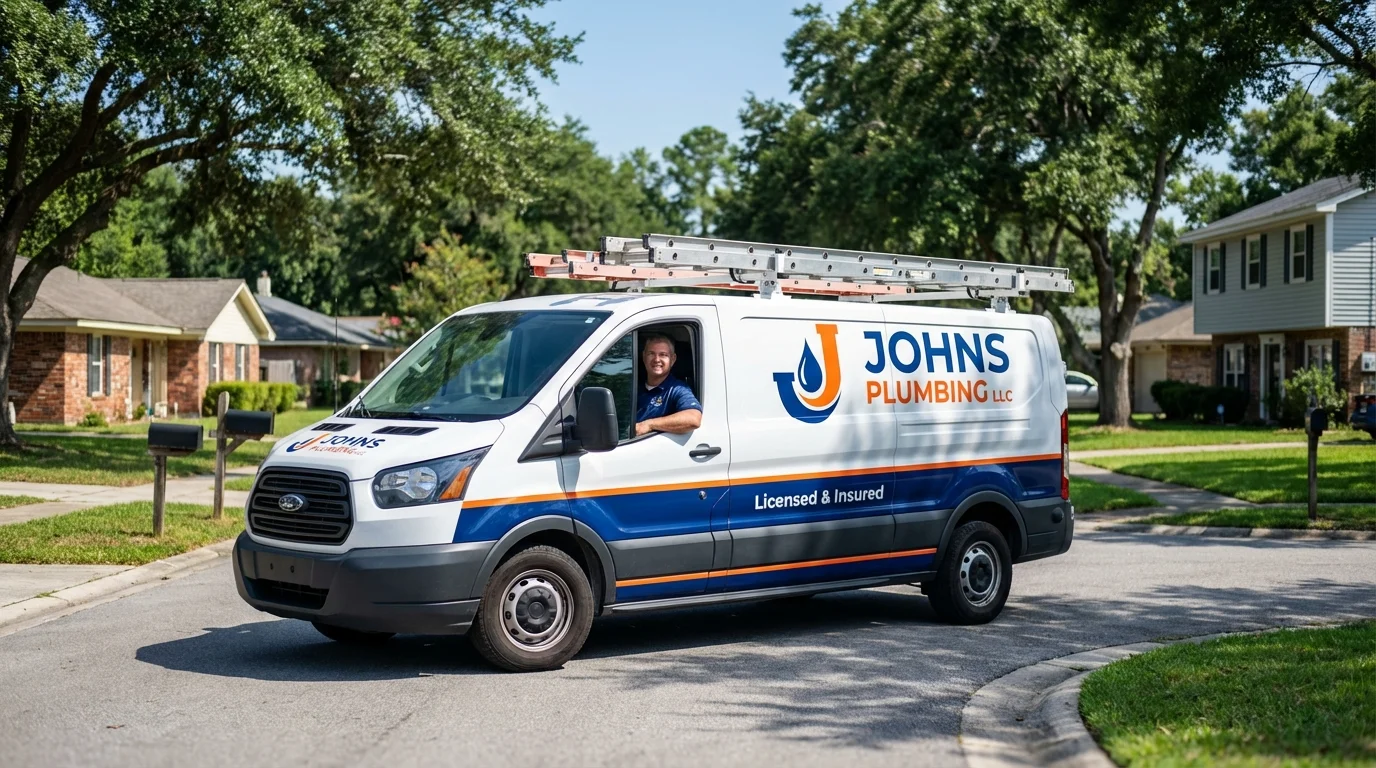 Johns Plumbing LLC service van in Center Hill, FL
