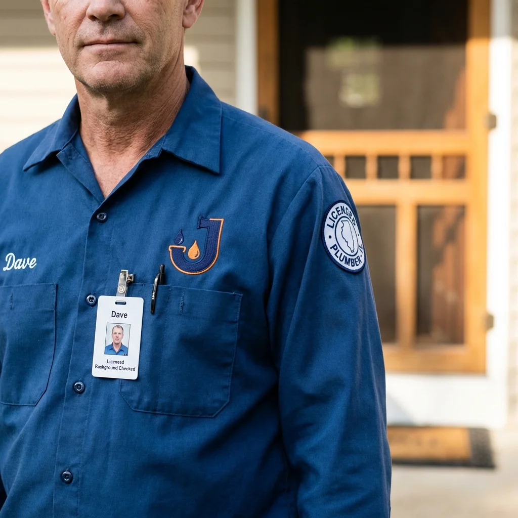 Licensed plumber showing ID badge in Center Hill, FL
