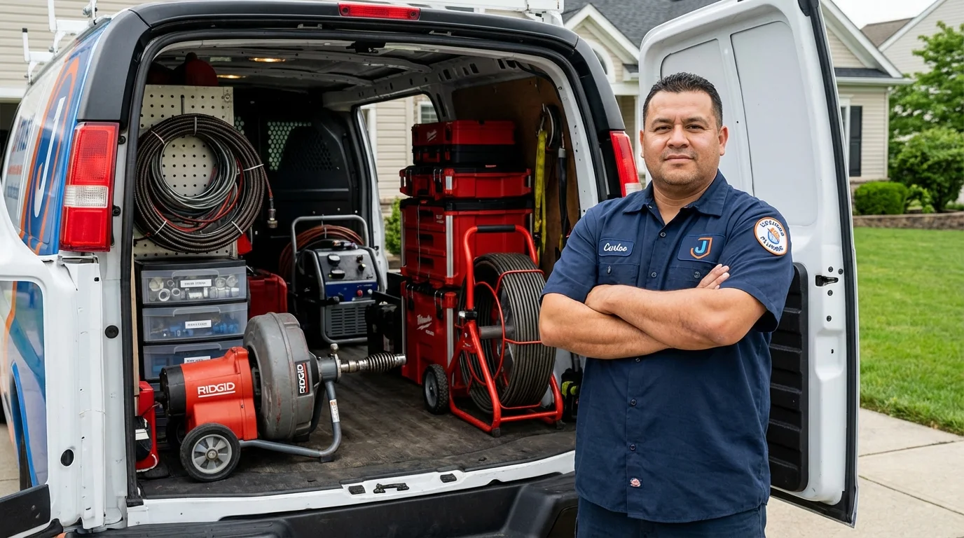 Professional drain cleaning equipment and Johns Plumbing LLC plumber in Center Hill