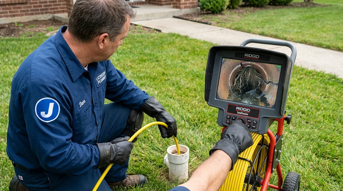 Sewer camera inspection being performed by Johns Plumbing LLC in Center Hill