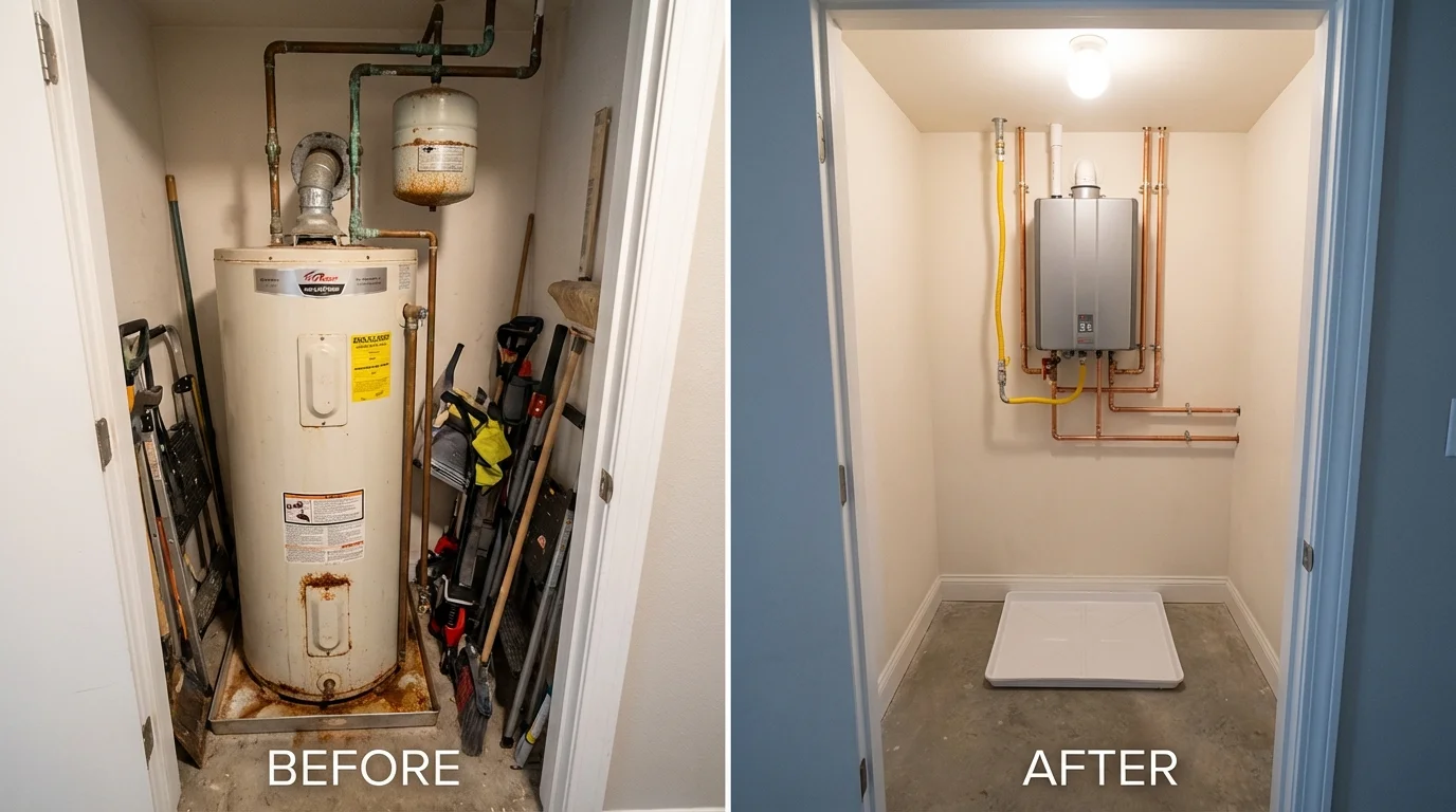 Tank water heater versus wall-mounted tankless unit comparison for Center Hill, FL homeowners